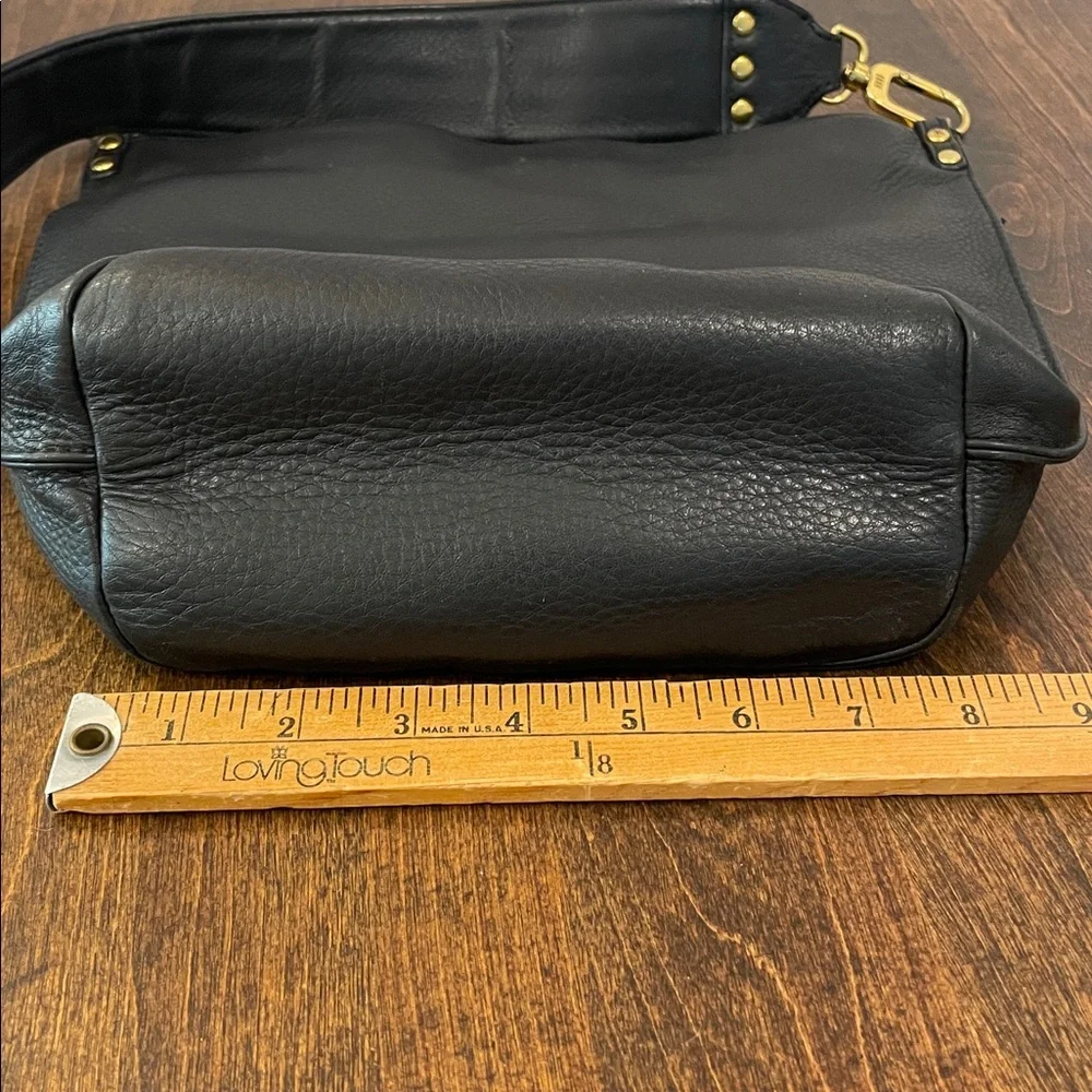 HOBO FLARE Bucket Bag Black Pebbled Leather Crossbody Purse - Picture 11 of 13